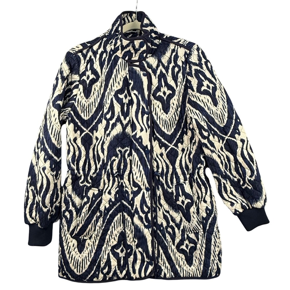 Bagatelle M Quilted Utility Core Jacket Cotton Ikat Anorak Zip Snap Tribal EUC